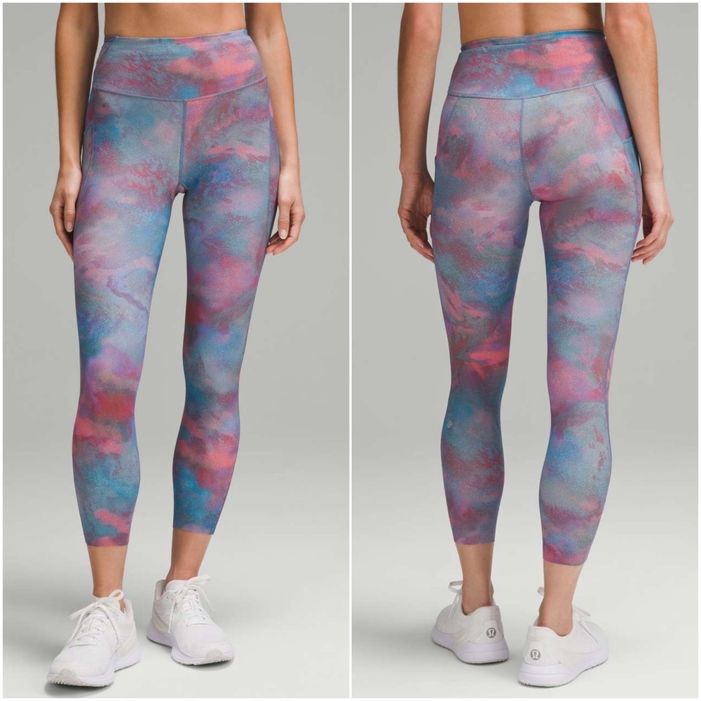 Lululemon Fast and Free High-Rise Tight 25” Pockets in Hazy Afterglow Multi